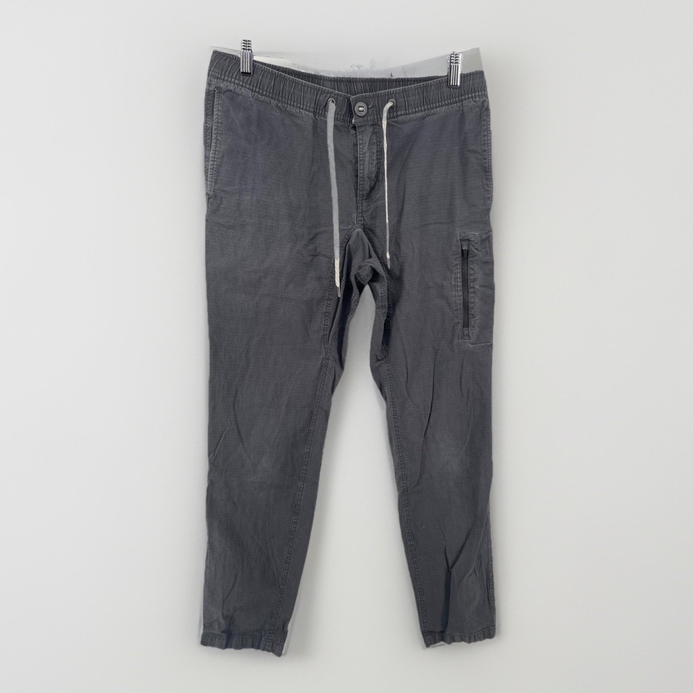 Vuori Ripstop Pants Charcoal Gray Drawstring Crotch Gusset Zip Pocket Men's Sz L